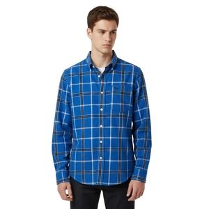 Abercrombie & Fitch Shirt Mens 2XL Blue Plaid Button Down Muscle Long Sleeve Y2K